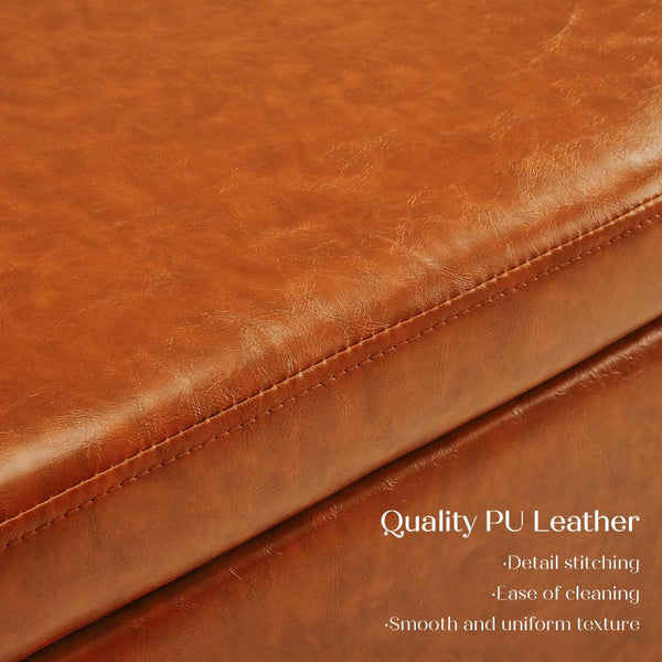 La Bella Storage Stool Bench Seat 97Cm Pu Leather Brown Ottomans Footstools & Poufs