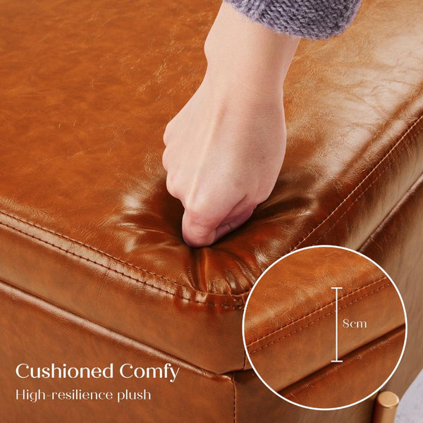 La Bella Storage Stool Bench Seat 97Cm Pu Leather Brown Ottomans Footstools & Poufs