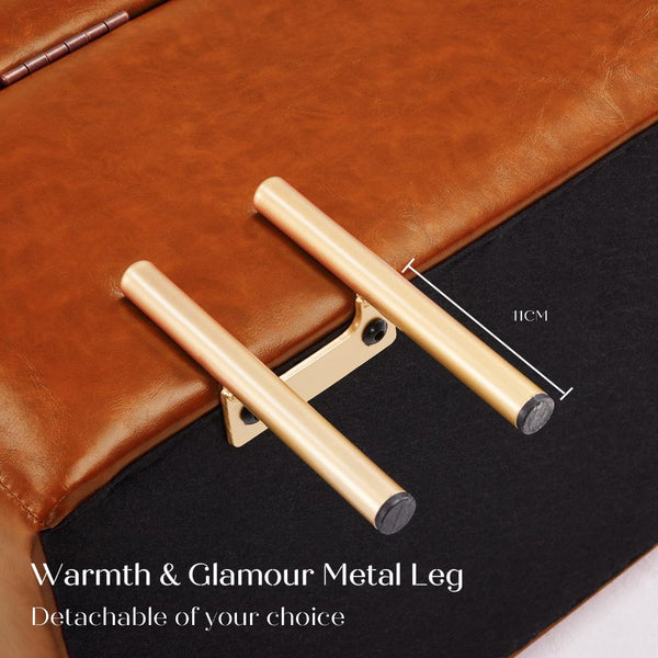 La Bella Storage Stool Bench Seat 97Cm Pu Leather Brown Ottomans Footstools & Poufs