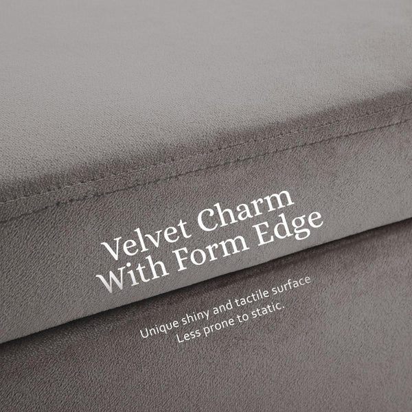 La Bella Storage Stool Bench Seat 110Cm Velvet Grey Ottomans Footstools & Poufs