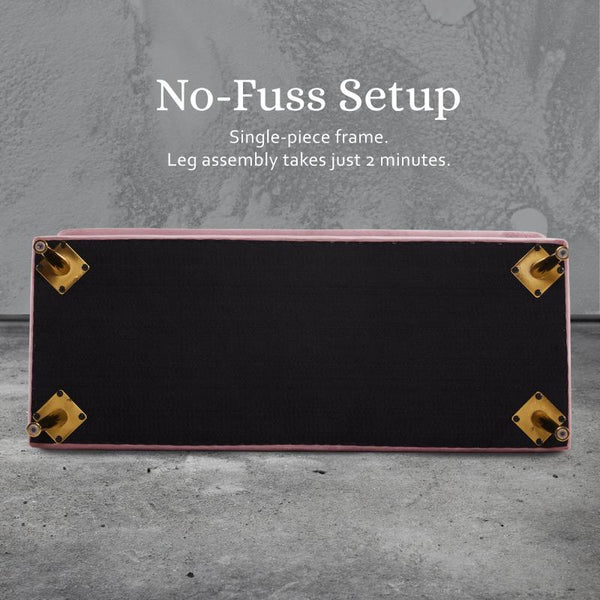 La Bella Storage Ottoman Stool Bench Seat 110Cm Velvet Pink Ottomans Footstools & Poufs