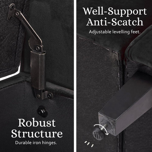 La Bella Storage Stool Arm Bench Seat 132Cm Velvet Black Ottomans Footstools & Poufs