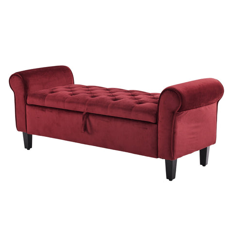 Storage Ottoman Velvet Stool Arm Bench Seat Red Furniture For Home And Garden Ottomans Footstools & Poufs