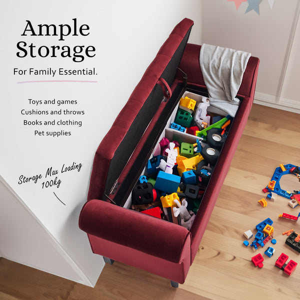 Storage Ottoman Velvet Stool Arm Bench Seat Red Furniture For Home And Garden Ottomans Footstools & Poufs