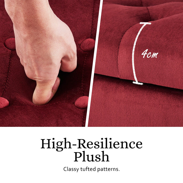 Storage Ottoman Velvet Stool Arm Bench Seat Red Furniture For Home And Garden Ottomans Footstools & Poufs