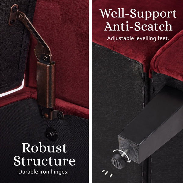 Storage Ottoman Velvet Stool Arm Bench Seat Red Furniture For Home And Garden Ottomans Footstools & Poufs