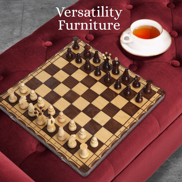 Storage Ottoman Velvet Stool Arm Bench Seat Red Furniture For Home And Garden Ottomans Footstools & Poufs