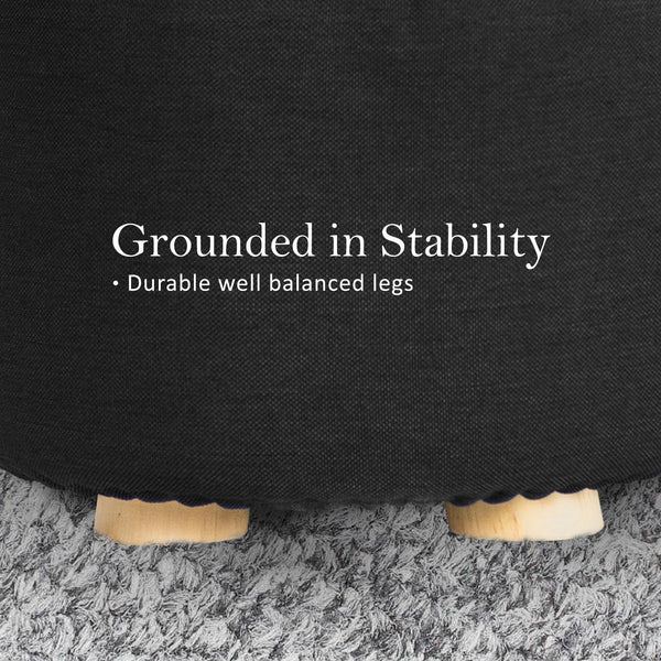 Fabric Ottoman Round Wooden Leg Foot Stool Black Furniture For Home And Garden Ottomans Footstools & Poufs
