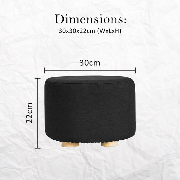 Fabric Ottoman Round Wooden Leg Foot Stool Black Furniture For Home And Garden Ottomans Footstools & Poufs