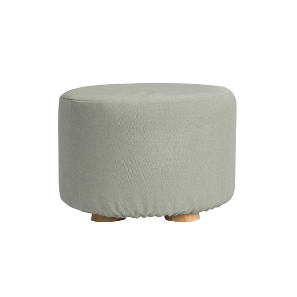 Grey Fabric Ottoman Round Wooden Leg Footstool Furniture For Home And Garden Ottomans Footstools & Poufs