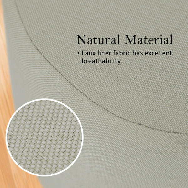 Grey Fabric Ottoman Round Wooden Leg Footstool Furniture For Home And Garden Ottomans Footstools & Poufs