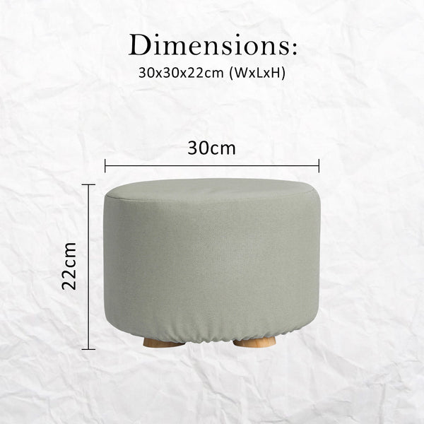 Grey Fabric Ottoman Round Wooden Leg Footstool Furniture For Home And Garden Ottomans Footstools & Poufs
