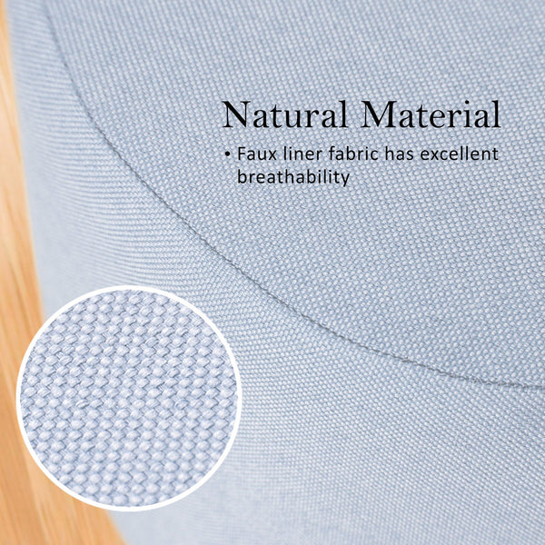 2X Fabric Ottoman Round Wooden Leg Foot Stool Light Blue Ottomans Footstools & Poufs