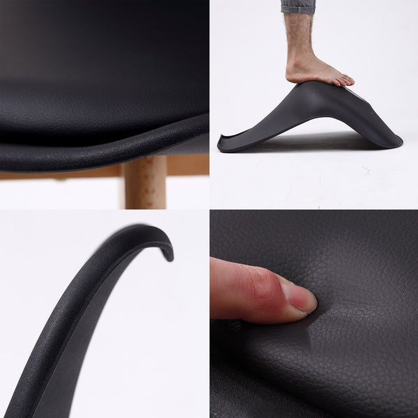 4X Retro Dining Cafe Chair Padded Seat Black Dining Chairs