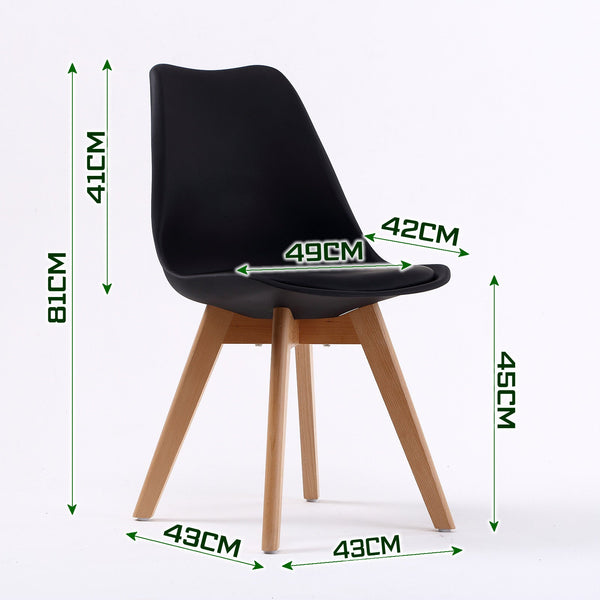 4X Retro Dining Cafe Chair Padded Seat Black Dining Chairs