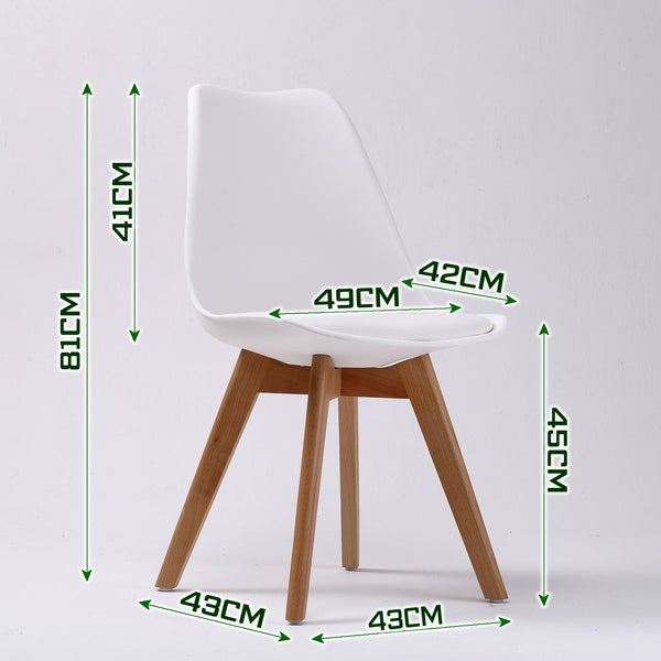 4X Retro Dining Cafe Chair Padded Seat White Dining Chairs