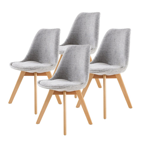 4X Retro Dining Cafe Chair Padded Seat Grey Dining Chairs