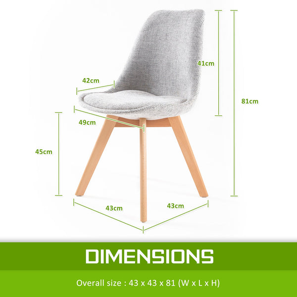 4X Retro Dining Cafe Chair Padded Seat Grey Dining Chairs