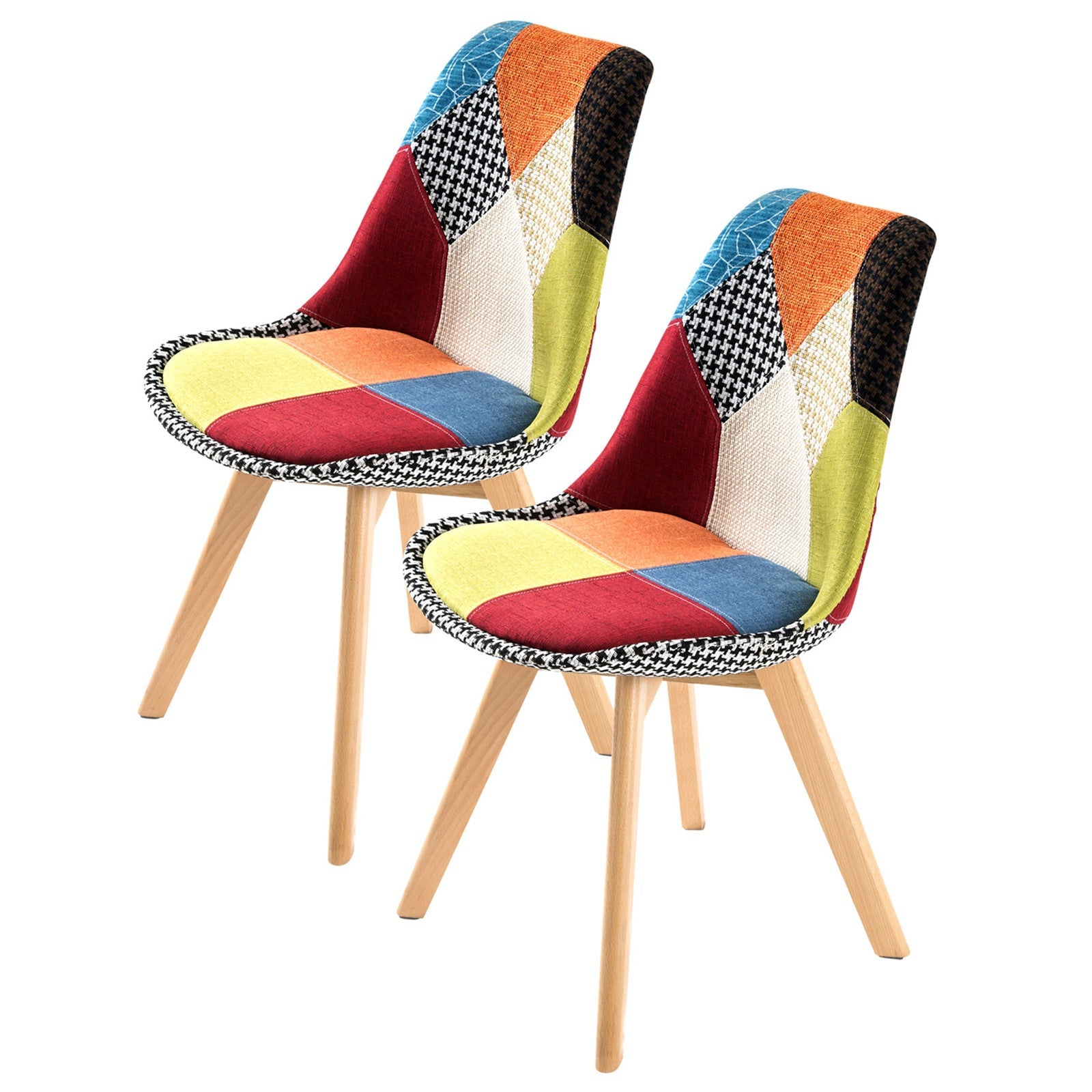 2X Retro Dining Cafe Chair Padded Seat Multi Colour Dining Chairs