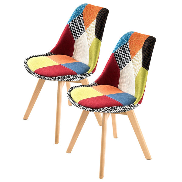 2X Retro Dining Cafe Chair Padded Seat Multi Colour Dining Chairs