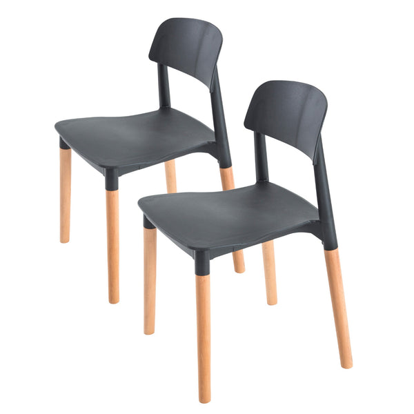 2X Retro Belloch Stackable Dining Cafe Chair Black Dining Chairs