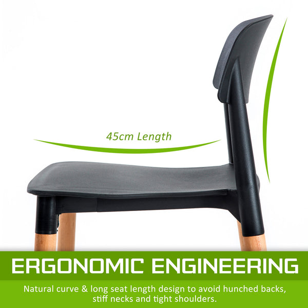 2X Retro Belloch Stackable Dining Cafe Chair Black Dining Chairs