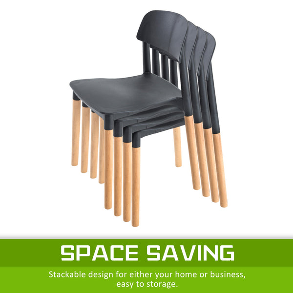 2X Retro Belloch Stackable Dining Cafe Chair Black Dining Chairs