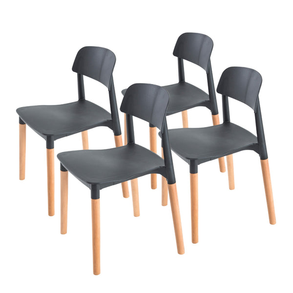 4X Retro Belloch Stackable Dining Cafe Chair Black Dining Chairs