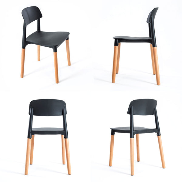 4X Retro Belloch Stackable Dining Cafe Chair Black Dining Chairs