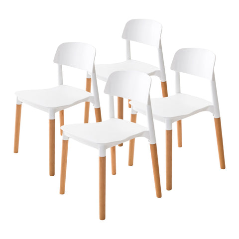 4X Retro Belloch Stackable Dining Cafe Chair White Dining Chairs