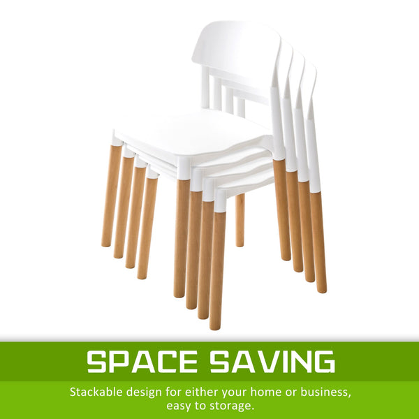 4X Retro Belloch Stackable Dining Cafe Chair White Dining Chairs