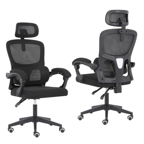 Ergonomic Reclining Office Chair Lumbar Support Adjustable Headrest Veltra Black Office Chairs