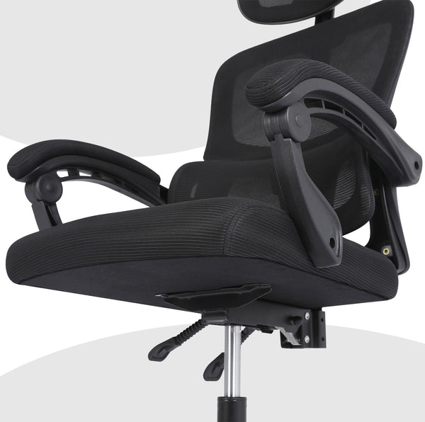 Ergonomic Reclining Office Chair Lumbar Support Adjustable Headrest Veltra Black Office Chairs