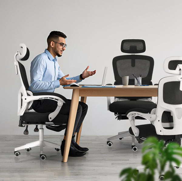 Ergonomic Reclining Office Chair Footrest Lumbar Support Adjustable Headrest Veltra Black Office Chairs