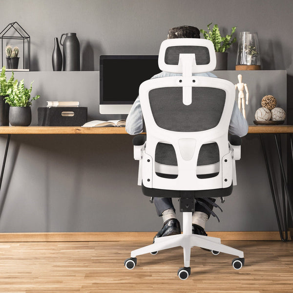 Ergonomic Reclining Office Chair Footrest Lumbar Support Adjustable Headrest Veltra Black Office Chairs