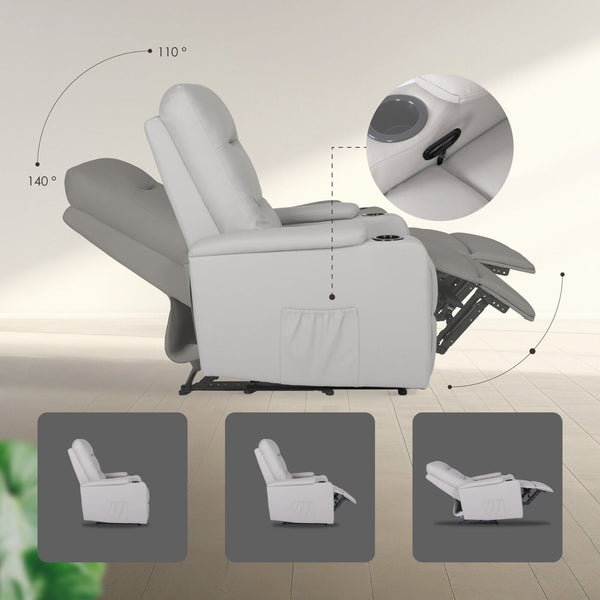 Home Recliner Chair Pu Leather Sofa Lounge Armchair Dakota Grey Sofas Armchairs & Couches