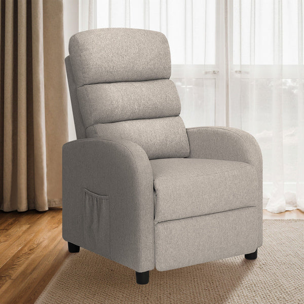 Home Recliner Chair Linen Fabric Sofa Lounge Armchair Shiloh Grey Sofas Armchairs & Couches