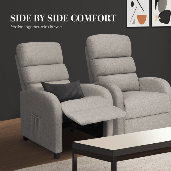 Home Recliner Chair Linen Fabric Sofa Lounge Armchair Shiloh Grey Sofas Armchairs & Couches