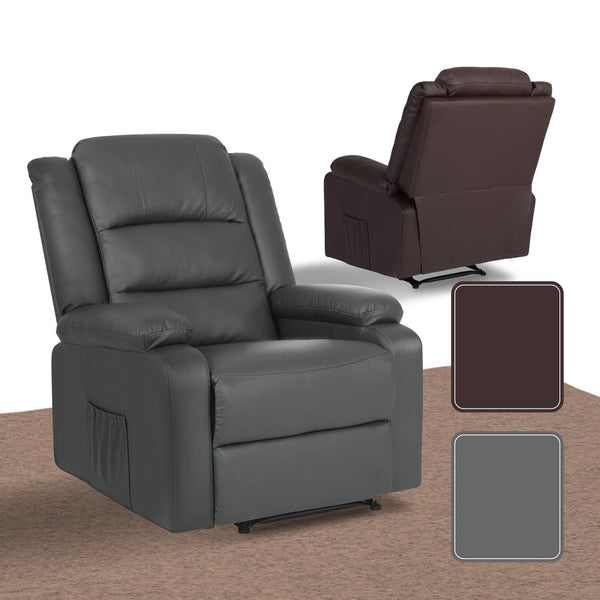 Home Recliner Chair Pu Leather Sofa Lounge Armchair Marlo Grey Sofas Armchairs & Couches