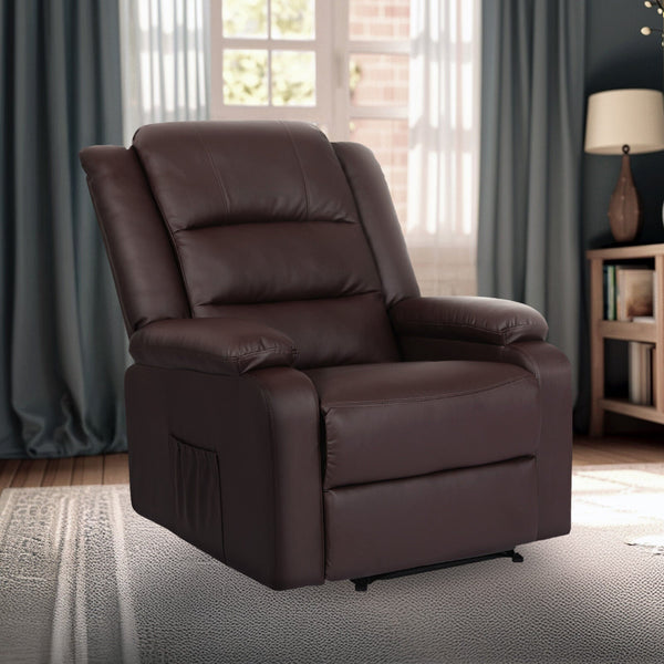 Home Recliner Chair Pu Leather Sofa Lounge Armchair Marlo Brown Sofas Armchairs & Couches