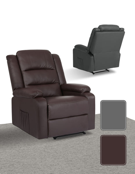Home Recliner Chair Pu Leather Sofa Lounge Armchair Marlo Brown Sofas Armchairs & Couches