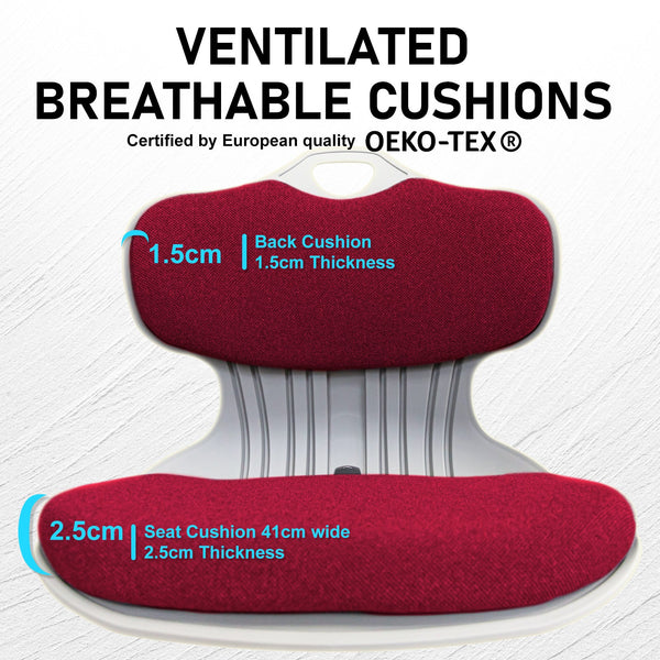 Slender Chair Posture Correction Seat Floor Lounge Padded Stackable Red Seat & Posture Cushions