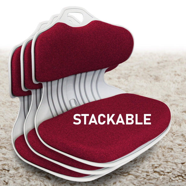 Slender Chair Posture Correction Seat Floor Lounge Padded Stackable Red Seat & Posture Cushions