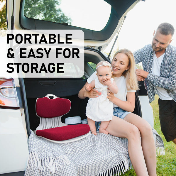 Slender Chair Posture Correction Seat Floor Lounge Padded Stackable Red Seat & Posture Cushions