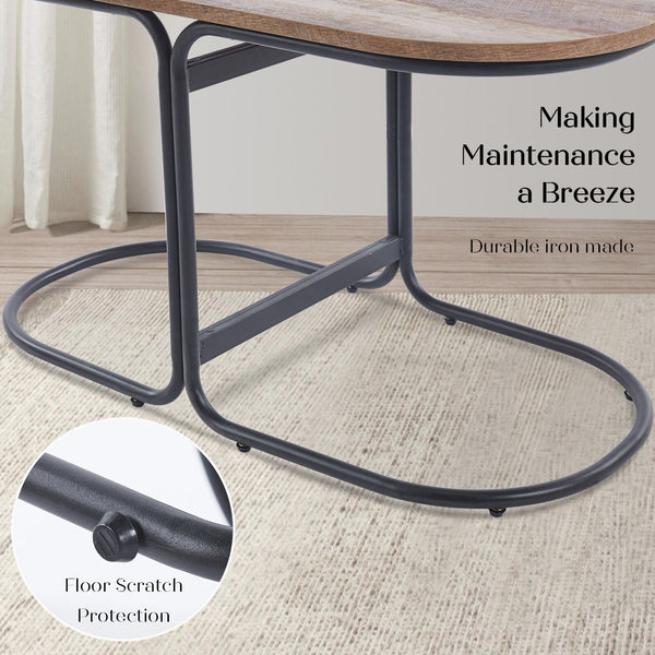 3 Piece Set Coffee Table & Ottoman Wood Side End Industrial Black Ottomans Footstools & Poufs