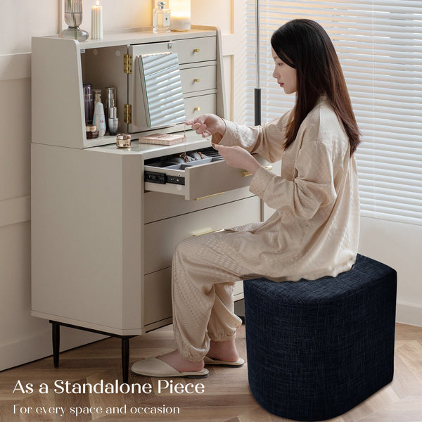 3 Piece Set Coffee Table & Ottoman Wood Side End Industrial Black Ottomans Footstools & Poufs