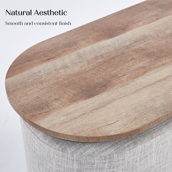 Coffee Tables La Bella 3 Piece Set Coffee Table & Ottoman Wood Side End Industrial Cream Grey