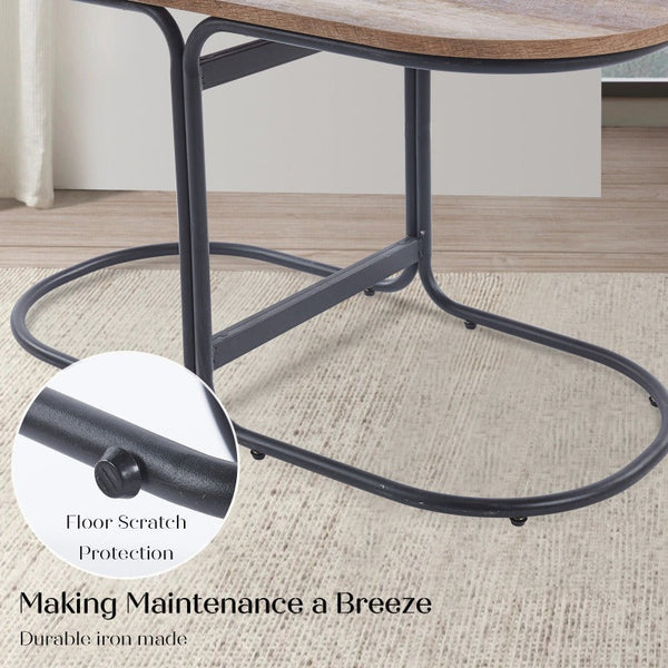 Coffee Tables La Bella 3 Piece Set Coffee Table & Ottoman Wood Side End Industrial Cream Grey