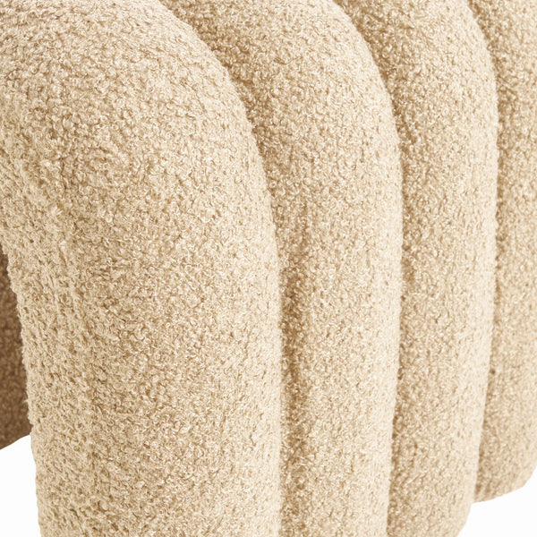 Ridge Arch Stool Teddy Fleece Fabric Foot Rest 45Cm Beige Ottomans Footstools & Poufs