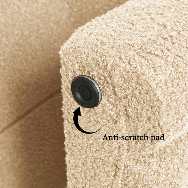 Ridge Arch Stool Teddy Fleece Fabric Foot Rest 45Cm Beige Ottomans Footstools & Poufs